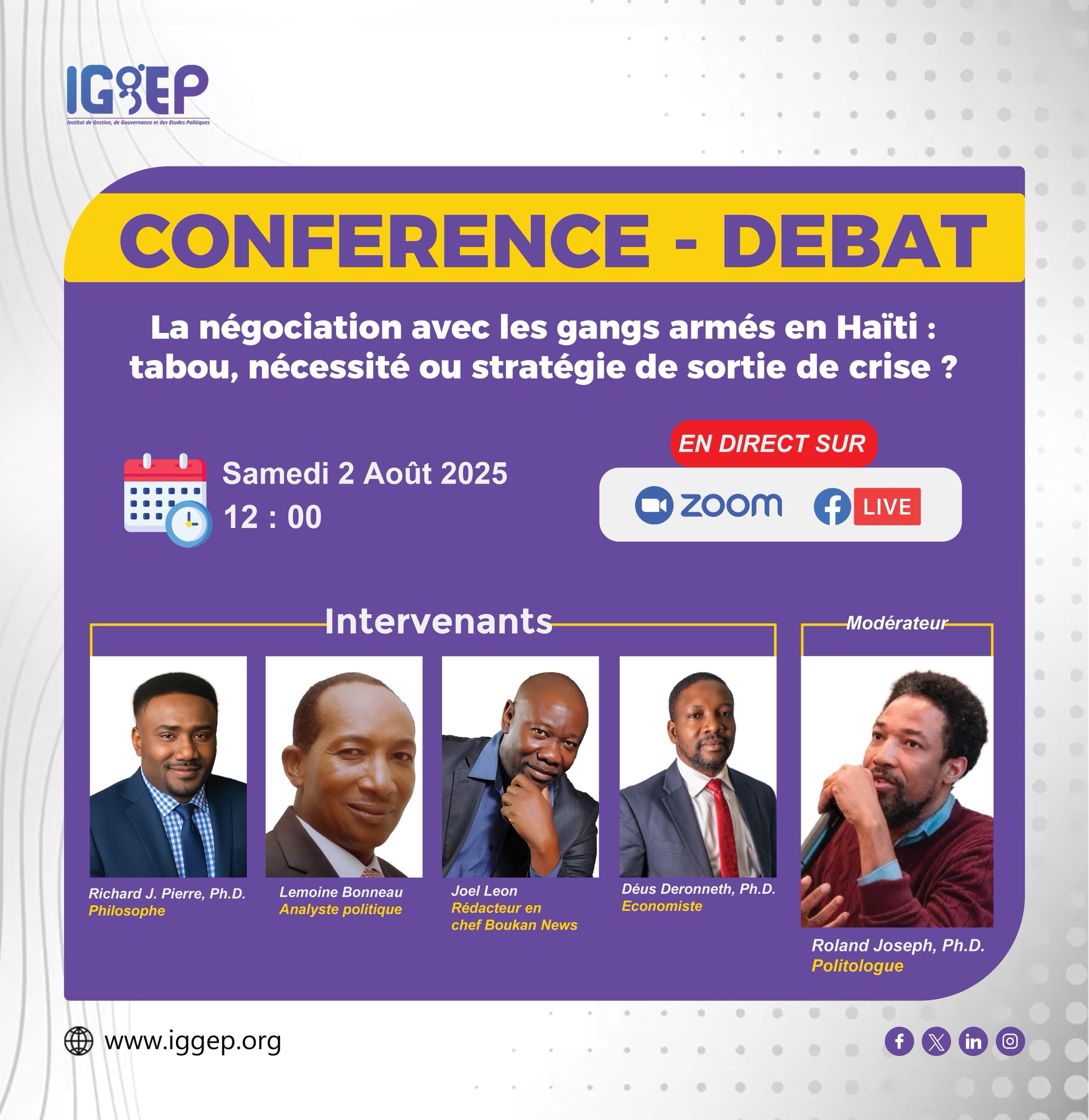 Haïti : Vers une sortie de crise par le dialogue avec les gangs armés ? L’IGGEP ouvre le débat